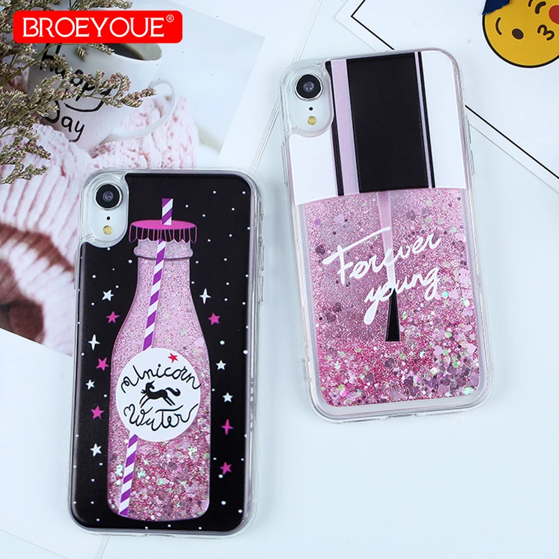 

TPU Liquid Case For iPhone XR Case Bling Heart Quicksand Glitter Star Dynamic Back Cover For iPhone XS Max X 5S SE 6 6S 7 8 Plus