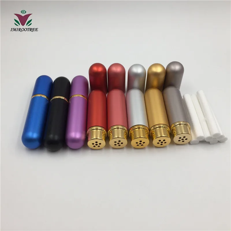 

6pcs/lot Essential Oil Aluminum Nasal Inhalers with 12pcs Cotton Wicks, Set of 8 Colors