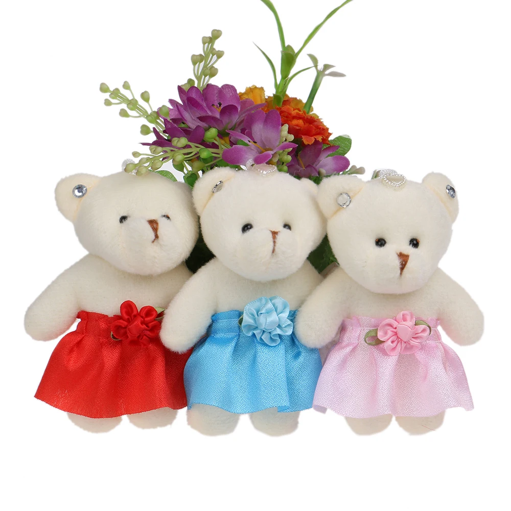 

Chrismtas Baby Gift Teddy Doll 10PCS/LOT Plush Toys Mixed Red Blue Pink Color Women Flower Bouquets Cute Doll