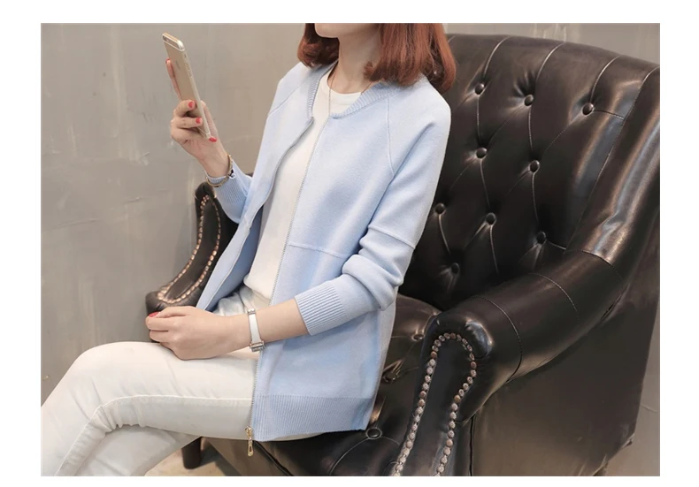 Knitted cardigan new autumn winter women's Plus size Sweater Solid color Korean casual Slim Long sleeve sweater jacket