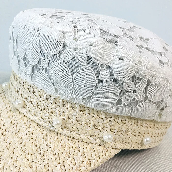 Фибоначчи 2019 новый бренд качества армейские кепки летние соломенные кружева жемчужина Для женщин Кепки модные Повседневное гладкая шляпа
