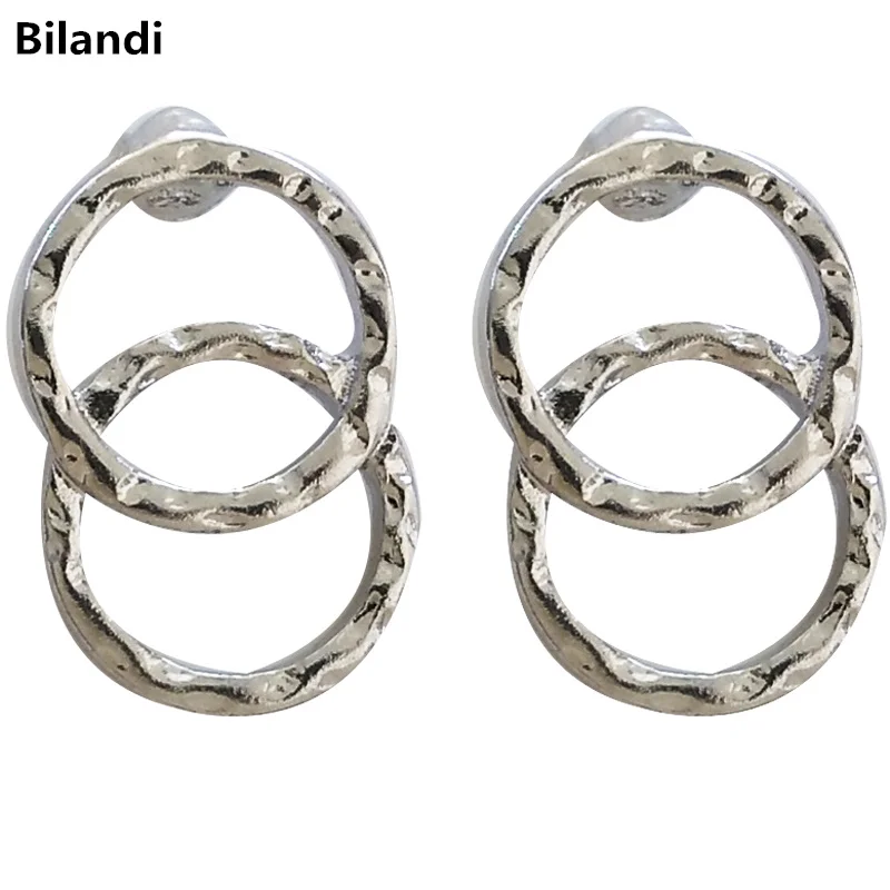 

European style compact and exquisite double circles stud earring for woman jewerly