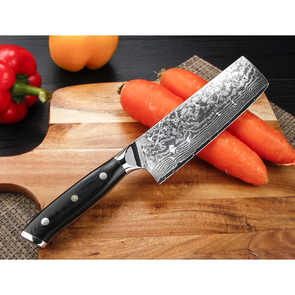 Нож клинок BIGUNNY Nakiri Knife7 дюймов дамасский Овощной Кливер лезвие из нержавеющей