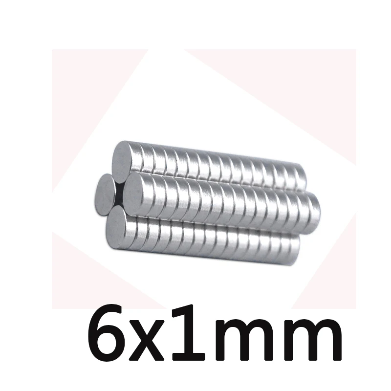 100/200/300 шт 6 мм X 1 мм сильный цилиндрический редкоземельный неодимовый оптом листовые Магниты Диск 6*1 мм N35 мини маленький круглый