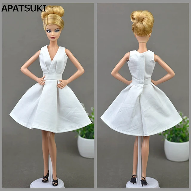 Branco puro Elegante Exclusivo Feito À Mão Boneca Vestido Para Barbie Doll  Festa Vestidos Acessórios Vestido Roupa Para 1/6 BJD Boneca - AliExpress