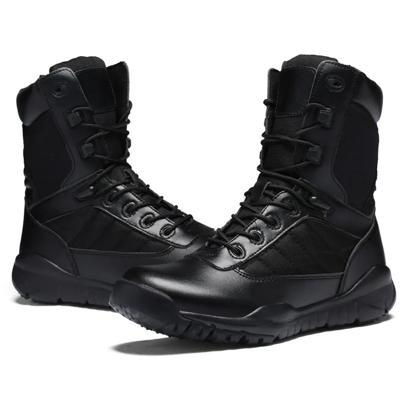 Мужские ботинки в стиле милитари; Мужская Боевая обувь; тактические ботинки; водонепроницаемые ботинки Askeri; Армейская Обувь; Черная коровья кожа
