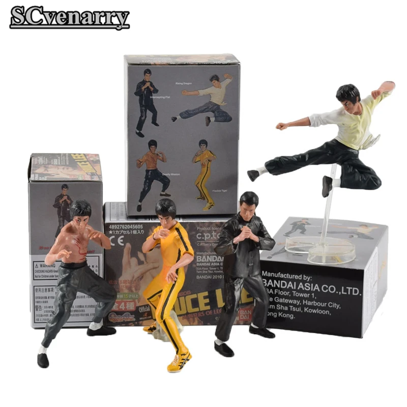 

4pcs World number one Bruce Lee Kung Fu PVC Action Figures Collectible Model Toys 9-11cm CSLC1