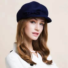 Осенняя и зимняя шерстяная шапка, новая Корейская шерстяная темно-синяя кепка, Дамская Элегантная Модная кепка, восьмиугольная кепка, британская Осенняя шерстяная Кепка, B-7505