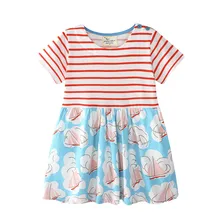 Jumping meter/новые полосатые платья принцессы для маленьких девочек хлопковые детские летние модные стильные вечерние платья-пачки для девочек