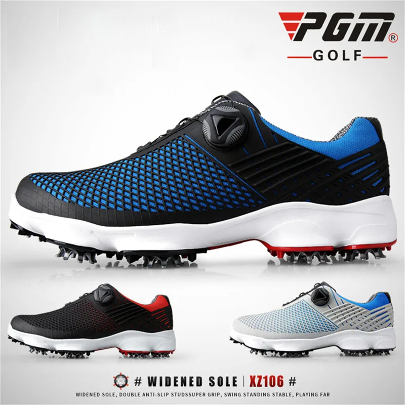 PGM Golf Shoes Mens Waterproof Breathable Antiskid Sneakers Male Rotating Shoelaces Sports Spiked Trainers Golf Shoes XZ106