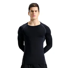 Мужские компрессионные колготки для йоги, футболки для фитнеса с длинным рукавом, влагоотводящие быстросохнущие футболки, лидер продаж