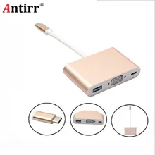 USB 3,1 type-C для VGA/USB3.0/type C адаптер конвертер «Папа-мама» концентратор порт зарядки для MacBook