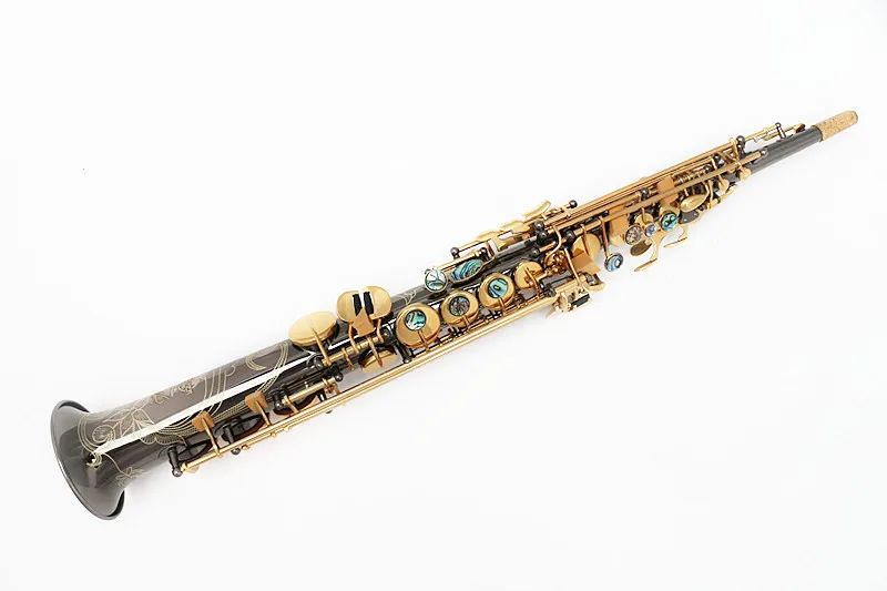 

High Quality R54 Soprano Saxophone Falling Tune B flat Sax super Musical performance Black Nickel Gold Free Shipping