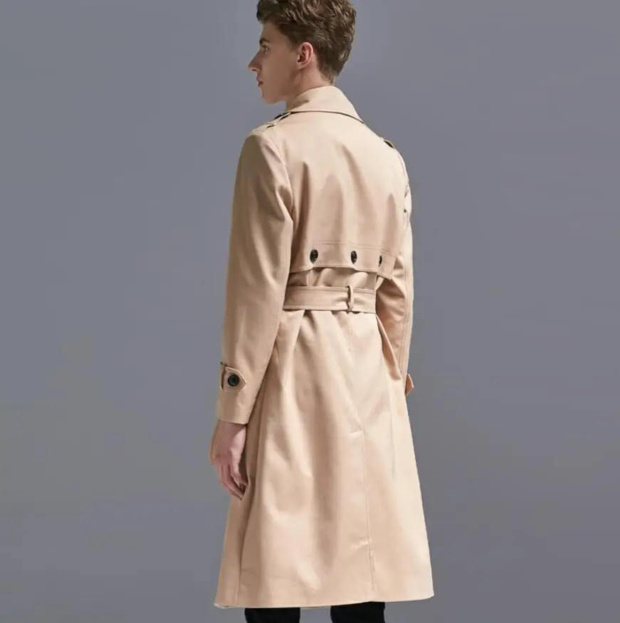 S-6XL! Супер длинная ветровка для мужчин Осень Свободный английский стиль над коленом пальто длинное пальто большой размер