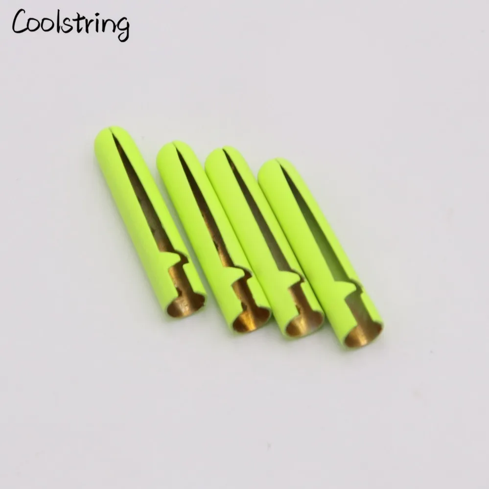 Coolstring New 4pcs/set 4.0x23mm Fluorescent Yellow Orange Painting Metal Tips For Shoelace Drawstring Clothing DIY Accessories