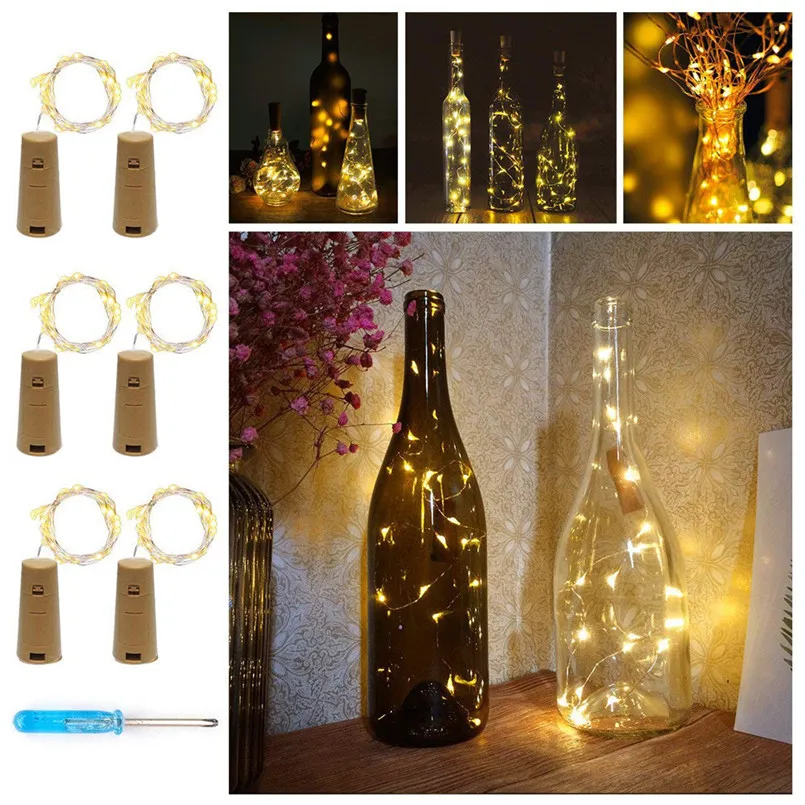 

6 Pcs Wine Bottles String Lights LED Fairy Home Decor Micro Copper Wire Fairy Lights Battery Luces De Navidad 20NE20