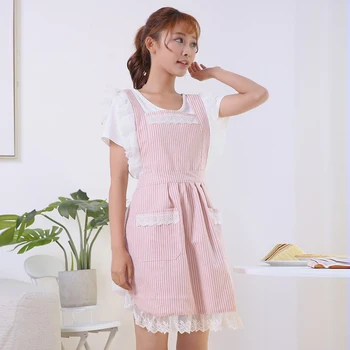 

European apron Korean version of the kitchen waterproof adult lace waist Princess cute thin breathable oil-proof vest women