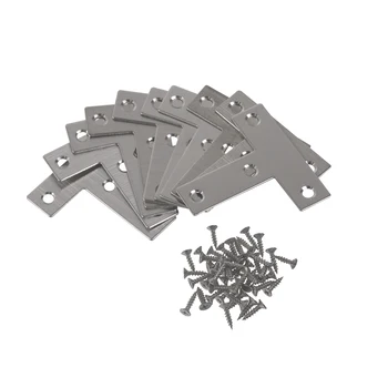 

10 Pieces Stainless Steel 60 x 60mm Silver T Shape Brace Brackets Mending Plates Repair Fixing Joining Match with 40 Screws