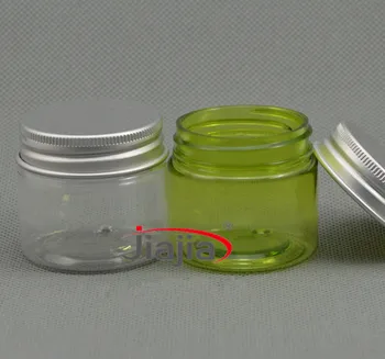

Free shipping 25g PET Jar with Silver Metal Lid Plastic Lip Balm Container 25ml transparent pet Bottle Cream Packaging