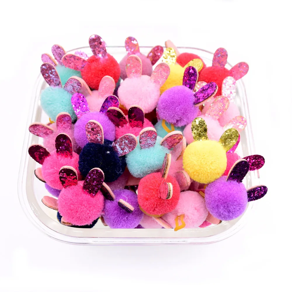 

50pcs Pet Dog Hair Accessories 2CM Round Shinnly Rabbit Style Dog Hair Bows Pet Dog Grooming Rubber bands Products for samll dog
