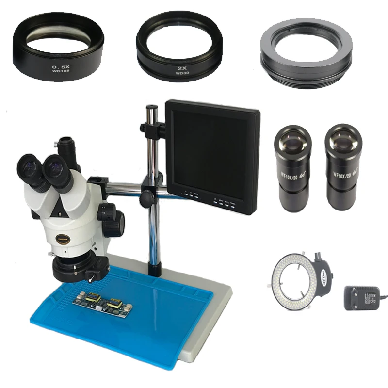 

Single arm support 8 Inch LCD HDMI VGA Soldering Trinocular Stereo Continues Zoom Microscope Workbench for iPhone Repair Tools