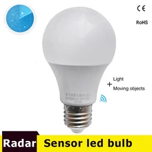 Levou radar Sensor de Movimento Da Lâmpada de Luz Lâmpada Led E27 AC85-265V 9 w 7 w 5 w Bombillas Inteligente Infravermelho Corpo lâmpada com Sensor De Movimento Luz