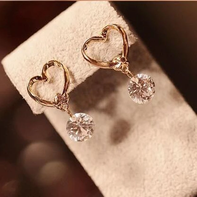 The 2016 new brand fashion jewelry Drop earring love CZ crystal pendants dangling earrings for women Boucle D'oreille Femme
