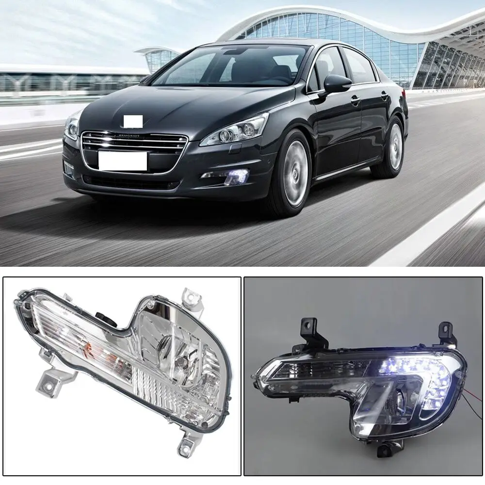 

CAPQX 1 Pair For Peugeot 508 2011 2012 2013 Front LED DRL Daytime Running Driving Light Day light Fog Lamp Yellow Turn Light