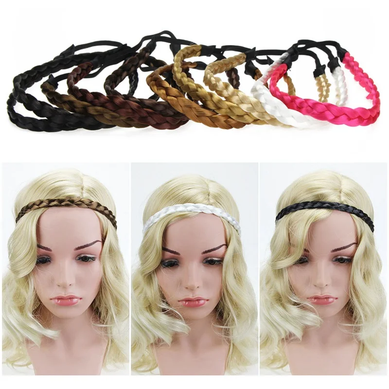 

New Wig Headband Women Fashion Braids Hair Accessories Girls Hairpiece Twisted Hair Bands Elastic Wedding Plait Headdress