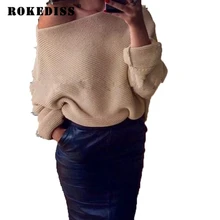 Winter Pullover Bat Sleeve Loose Off Shoulder Sweater Women Pull Femme Sexy Sweaters Jumper Tops Lace Up Sweater Pullovers TG045