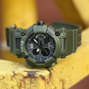 

SBAO Men's Flintstone Outdoor Brand Compass Top Brand Luxury Style Digital Military Watches Waterproof Men's Watch