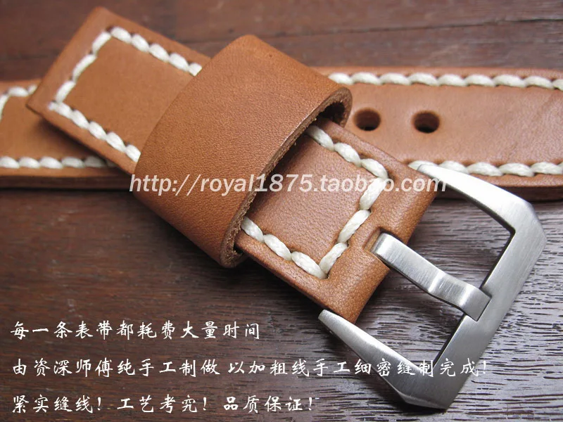 

2020 new luxury high quality 24mm for pam111 Mens Watch Band yellow Brown Genuine Leather Strap excellent Stainless Steel Buckle
