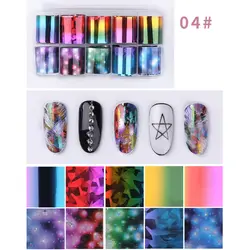 4 шт цветной дизайн ногтей переводная Фольга наклейки бумага ретро Красочный Цветок Клей Обертывание слайдер лента дизайн ногтей палка