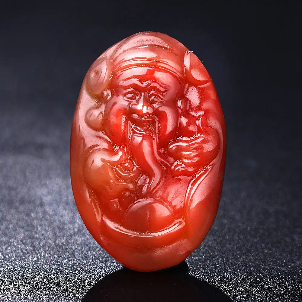 

Natural Red Rose Gem Stone Jade Pendant Men Jewelry Chinese Style Necklace Hand Carved Retro Ball Chain Reiki Fidget Lucky Gift