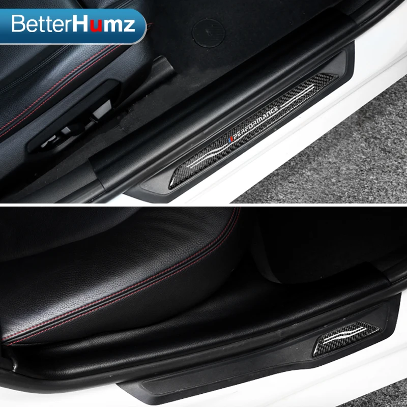 Накладки на пороги для межкомнатных дверей из углеродного волокна, ПВХ, кожа, Накладка на порог, полоски, добро пожаловать, защита на педаль для BMW F30 2013