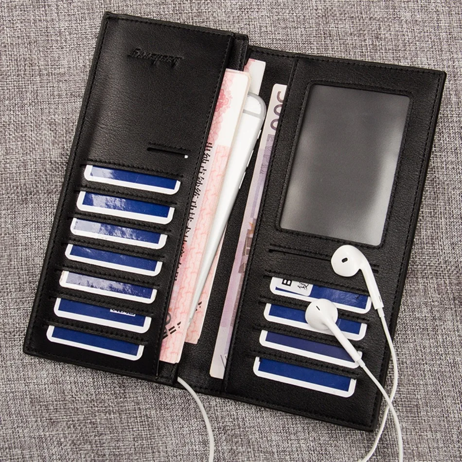 

Ultrathin Style Men Long Fund Wallet Leisure Time Black Brown Color 2 Fold Doka Position Student Youth Ticket Folder Card Holder