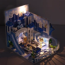 Кукольный дом Minature кукольный домик Каса вилла модель с светильник мебель для кукол строительство Рождественский подарок игрушка для детей K030# E