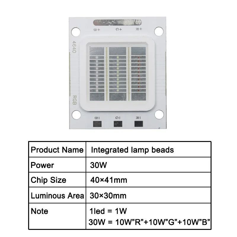 Цветная(RGB) Встроенный светодиодный чип 10 Вт 20 Вт 30 Вт 50 Вт COB лампы высокой Мощность-бисерина Алюминий пластина для Светодиодный ламп