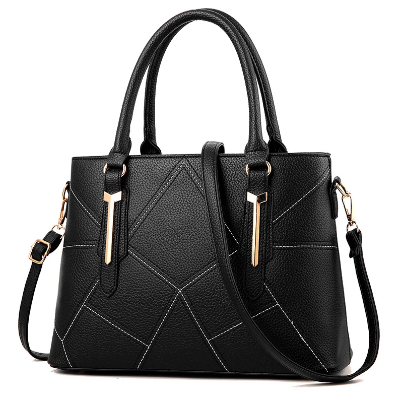 

Women Bag Vintage Messenger Bags Thread Shoulder Handbag Women Top-Handle Geometric Pattern Messenger Bag Leather Purse Bag 2019