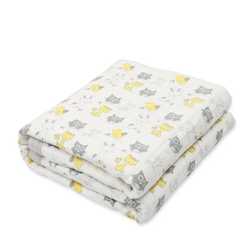 

Newborn Baby Blanket 2 layers 100% Muslin Cotton Baby Bath Towel Muslin Cotton Infant Baby Swaddle Bedding Quilt 120*160cm