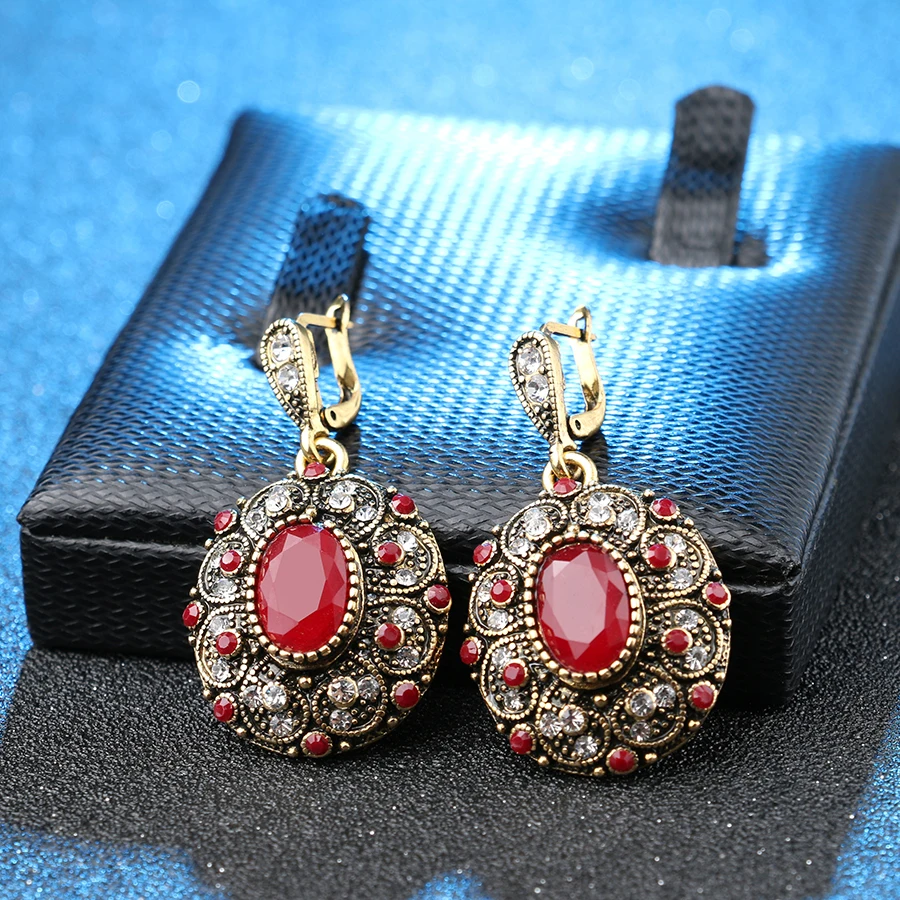 Модные богемные серьги, уникальные большие золотые серьги с кристаллами для женщин, индийские ювелирные изделия, винтажные красные свадебные аксессуары