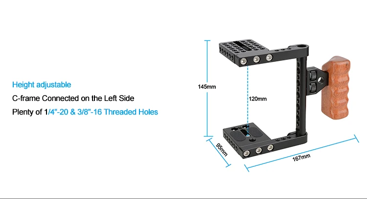 CAMVATE DSLR видеокамера клетка стабилизатор установка с деревянной ручкой для Canon Nikon C1392 камера фотографии аксессуары