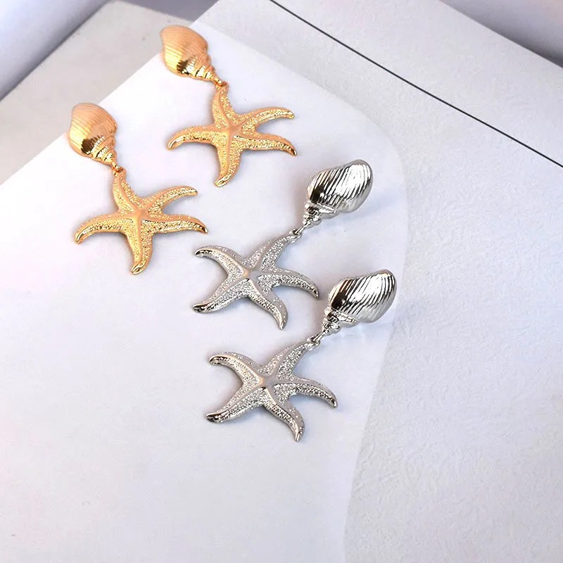 

KOMi Bohemian Starfish Earrings Women Charm Boho Beach Geometric Heavy Metal Star Earring Statement Girls Jewelry A20116-17