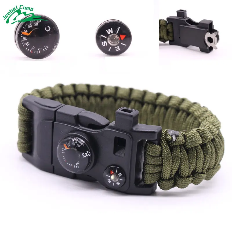 

Jeebel 12 in 1 Paracord 550 4mm Rope Survival Bracelet Whistle Kits Outdoor Camping Rescue EDC Bracelets Tactica Cord Bushcraft