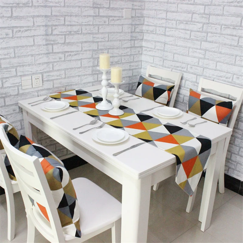 Modern Simplicity Style Colorful Triangular Pattern 100 Cotton Modern Simplicity Style Colorful Triangular Pattern 100 Cotton Table Runner Soft Decorative Cloth For Hotel Home In Runners From