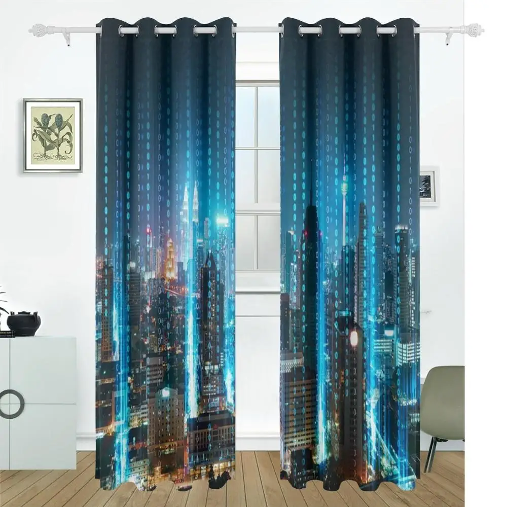 Abstract Modern City Curtains D Panels Darkening Blackout Abstract Modern City Curtains D Panels Darkening Blackout Grommet Room Divider For Patio Window Sliding Gl Door In From Home Garden On