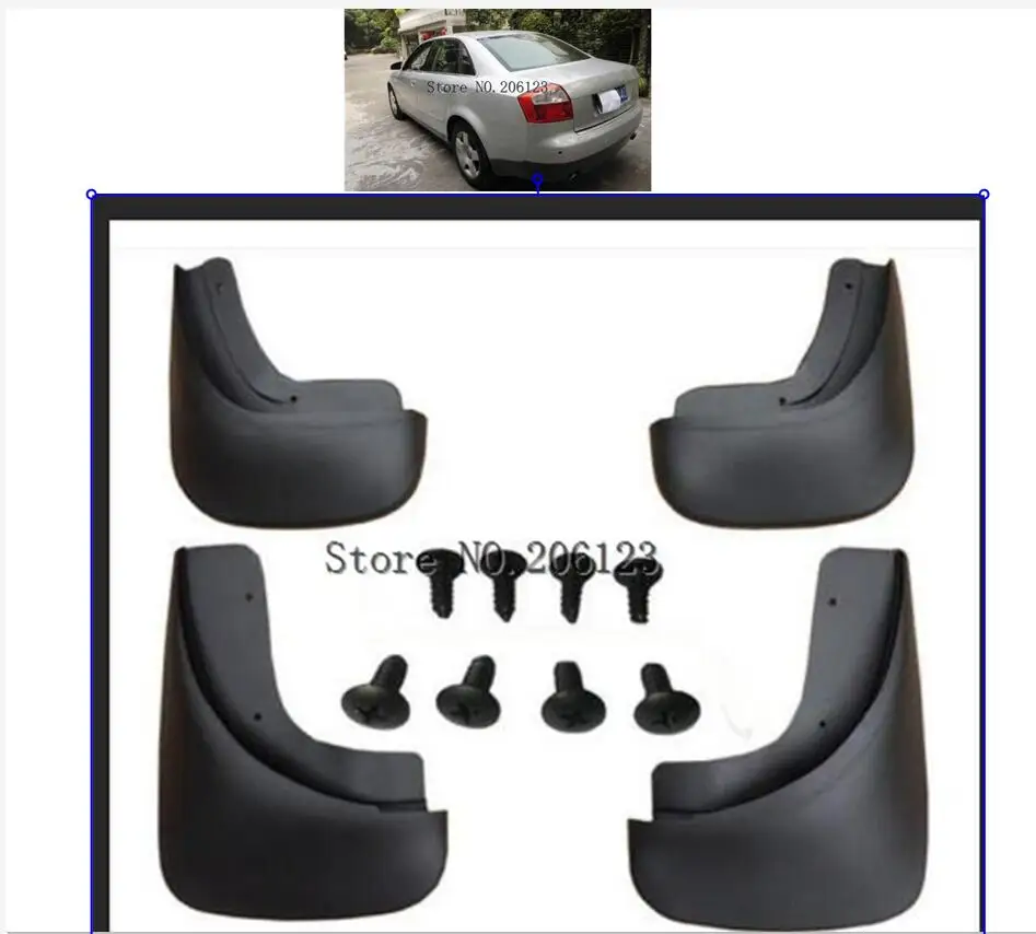 

Set Molded Car Mud Flaps For Audi A4 B6 2002-2005 8E Mudflaps Splash Guards Mud Flap Mudguards Fender Styling 2004 2003