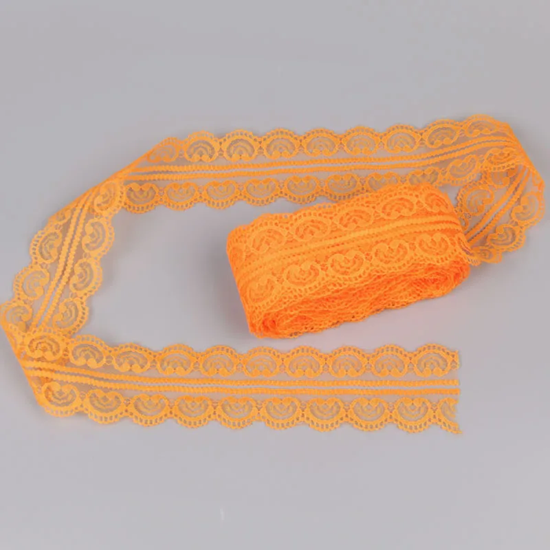 Высокое качество Африканский 10 ярдов/партия кружева 50 мм широкий красивый кружевной ленточный аксессуар Свадебные украшения вечерние ткани с вышивкой - Цвет: Orange