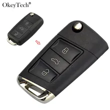 OkeyTech 3 кнопки модифицированный флип-пульт дистанционного ключа для Volkswagen Golf 7 Skoda Octavia A7 POLO Passat чехол для ключа автомобиля