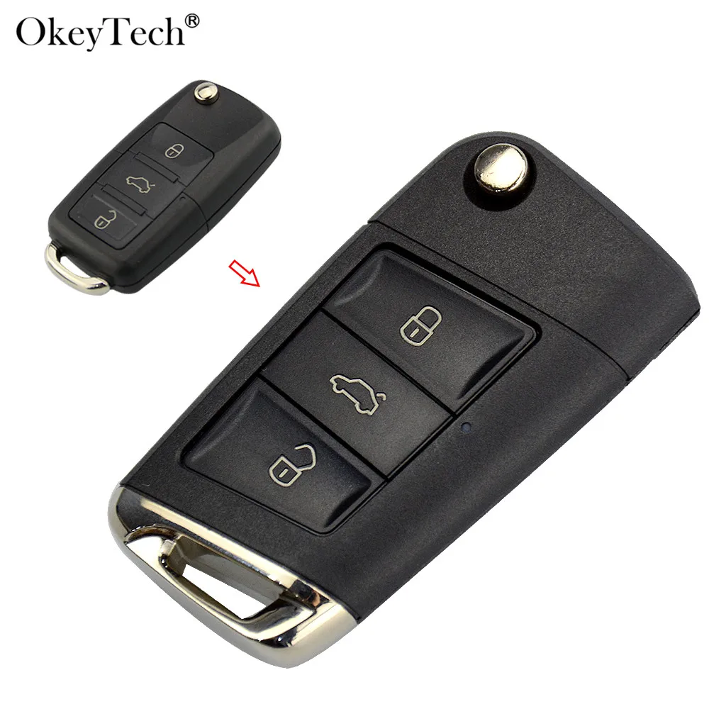 Модифицированный чехол для автомобильного ключа пульта с 3 кнопками OkeyTech Volkswagen